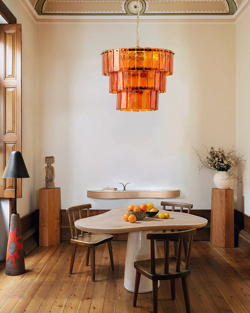LightsStory Bespoke Round Multi-Tier Chandelier - Large Amber Glass