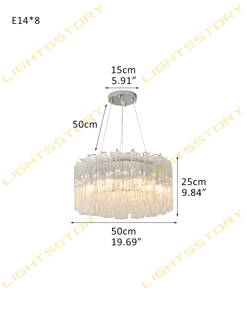 Murano Glass Round Mutil-layers Chandelier - Clear Star Shape Glass - Luxury Living Room