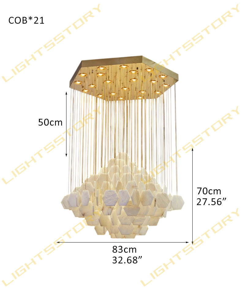 LightsStory Alabaster Streamline Chandelier - Geometrical White Stone