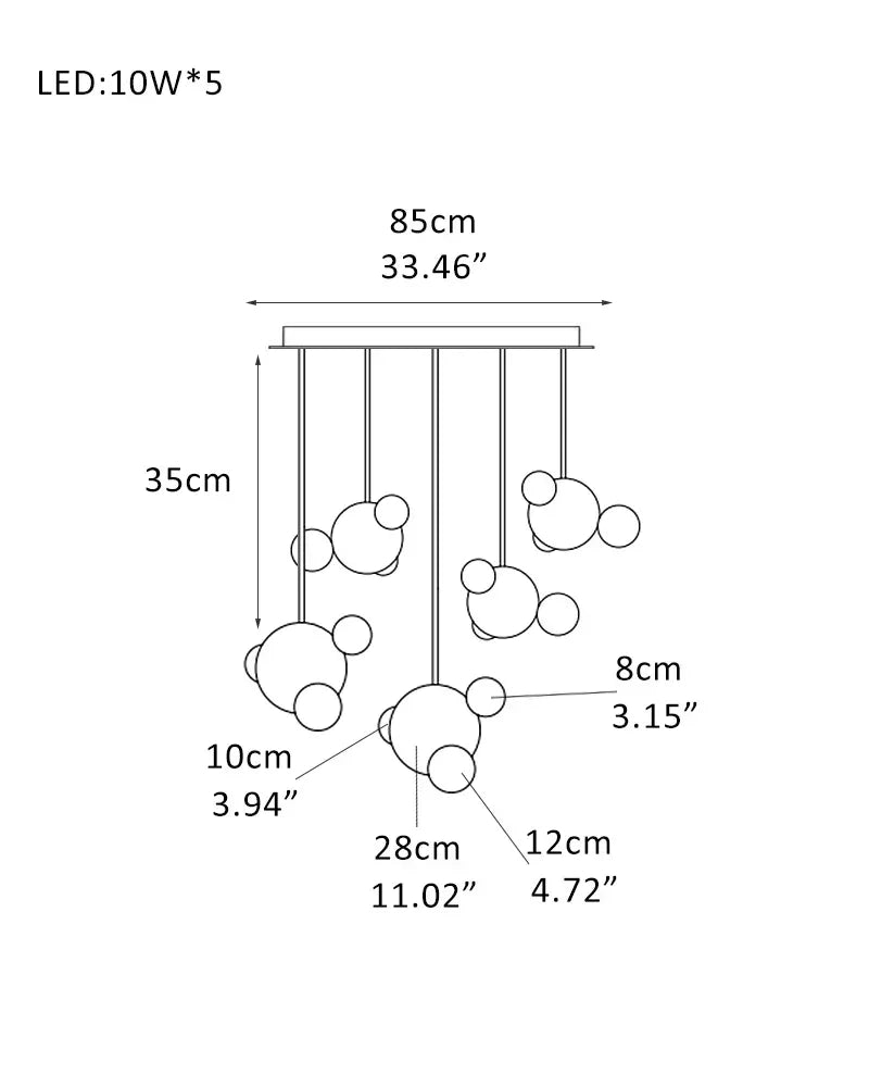 Nordic Black/Gold Disk Long Pendant Celing Lamp with alabaster globe cluster lighting 1 Cluster*5-D28+D12+D10+D8CM D10.92“+D4.68"+D3.9“+D3.12"-A American chandelier