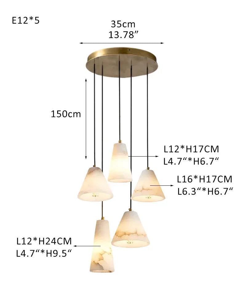 Modern White Alabaster Dome Pendant Light Fixtures in Cluster Decor for foyer entrance 5-Light White + Brass Modern Pendant lamp