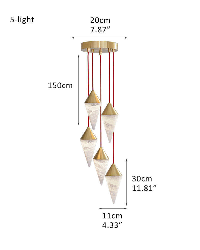 long cord brass pendant light | conial alabaster
