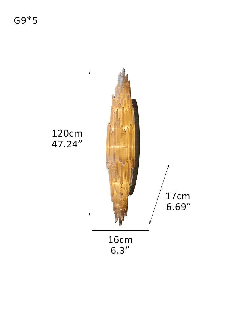 Selenite Wall Light Fixture Crystal Linear Wall Sconce Matt Black with Height 24"48" 5-light-L16*W17*H120CM L6.3"*W6.69"*H47.24" Black + White Flush Mounted Wall Sconce Lamp