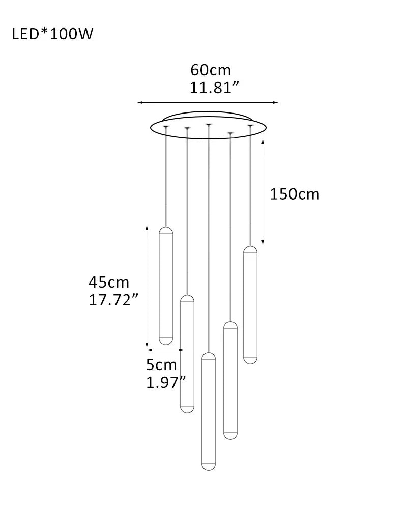 Cadiz LED Wide 2" Aged Brass/Black Indoor Mini Ceiling Pendant Lighting 5-light-D5*H45CM D1.97*H17.72" Modern Pendant lamp