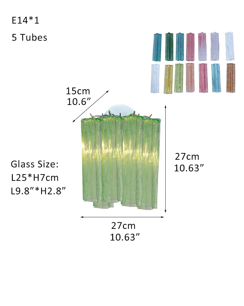 Large Vintage Green Murano Glass Tiered Chandelier in Silver & Gold Frame W-D27*H27CM D10.6"*H10.6"(5 tubes) Green Glass + Silver Frame American chandelier