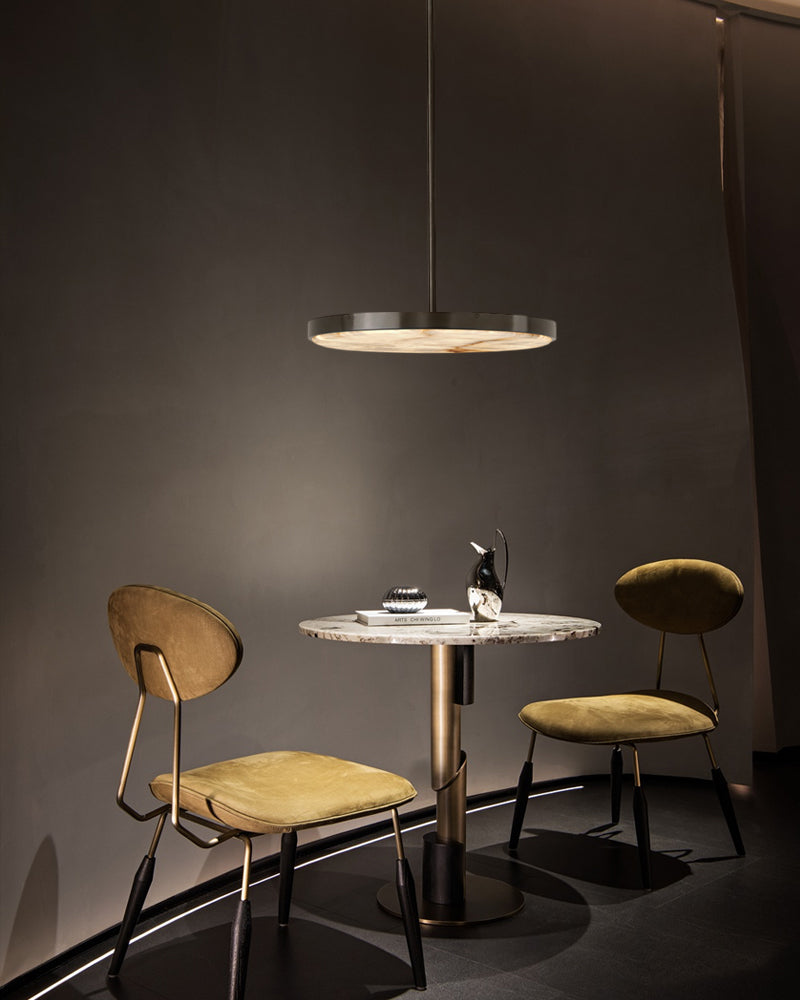 disc orb pendant lamp in black copper