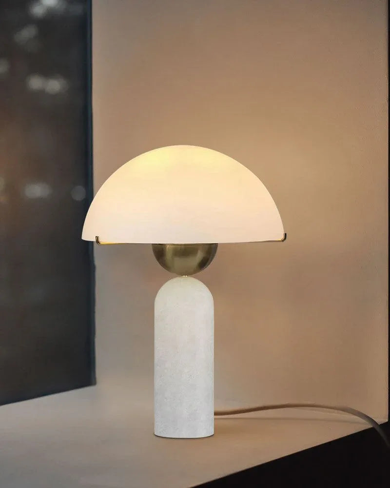 G9 Alabaster LED Small White Alabaster Table Lamp Wide 12" 15W Table lamp