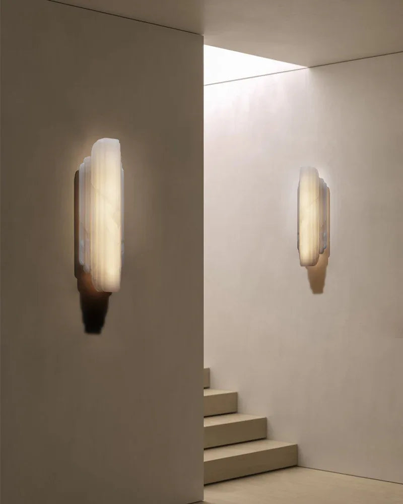 Vanity light fixtures Estelle Alabaster Hillside Flush Mounted Wall Sconces Height 20" 30" Flush Mounted Wall Sconce Lamp