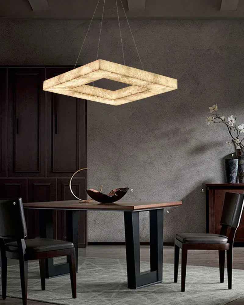 LightsStory Series Ethereal Pendant Light | Double/Triple Layered Solid Alabaster and Iron, Refined Metalwork for Kitchen Islands and Luxe Dining Spaces American Vintage chandelier lamp