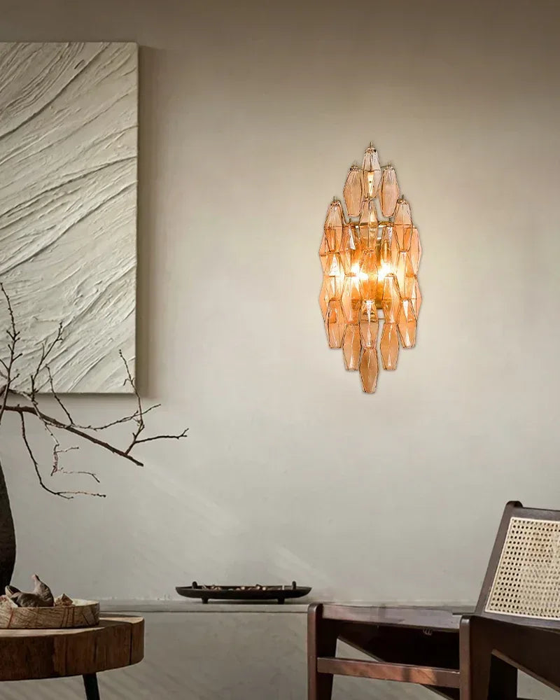 Corridor Sconce Lighting Smoky Blown Tier Glass Wall Light Fixture 11" American Vintage chandelier lamp