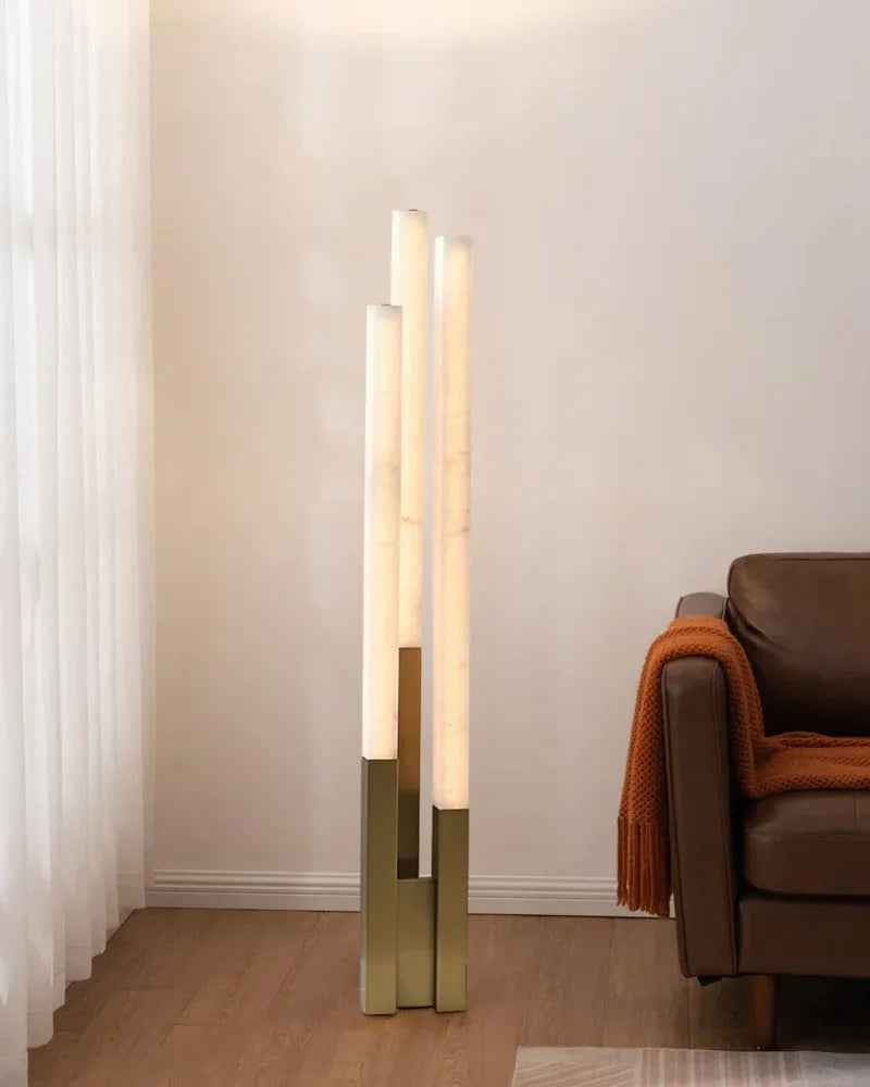 LightsStory Series Ethereal Floor Lamp | Soft Glow Alabaster Genuine Hand-Carved Alabaster, Sturdy Metal Base for Living Rooms, Bedrooms, and Entryways Modern Art Design Floor Lamp