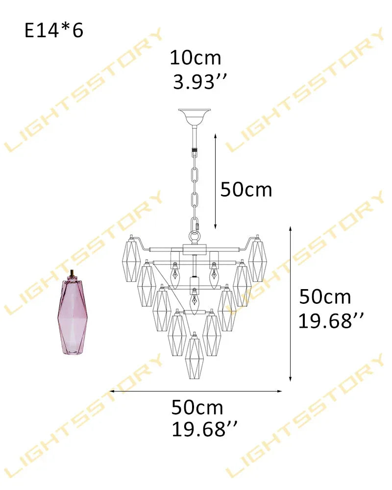 Modern Multi-Layer Murano Colorful Glass Round Chandelier Gold Framework for living room 6 light-D50*H50CM D19.69"*H19.69"(52 glass) Purple Luxury Modern Chandelier