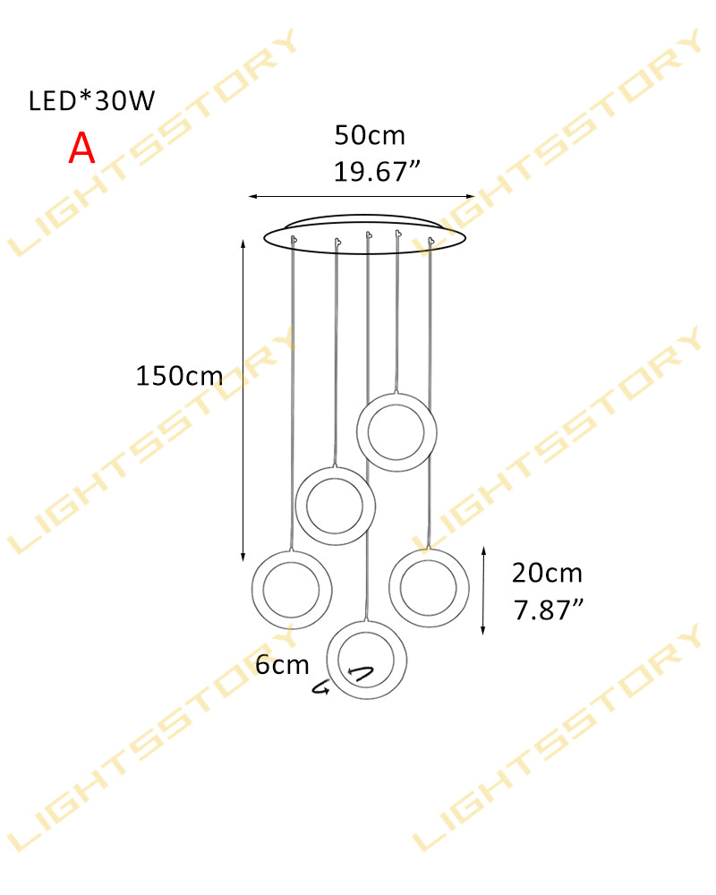 Elegant Stairwell Cluster Lighting LED Alabaste Circular Adjustable Pendant Light Fixtures