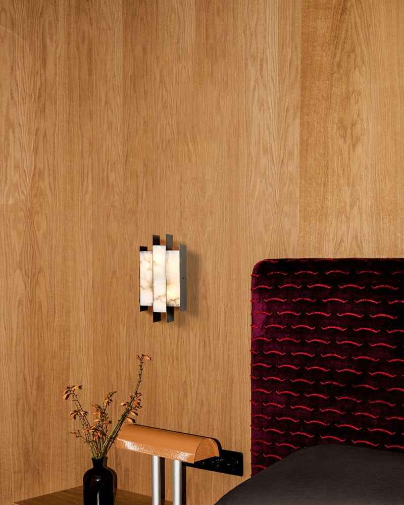 Alabaster Rectangle Wall Light - White Stone Wall Sconce - LED - Small