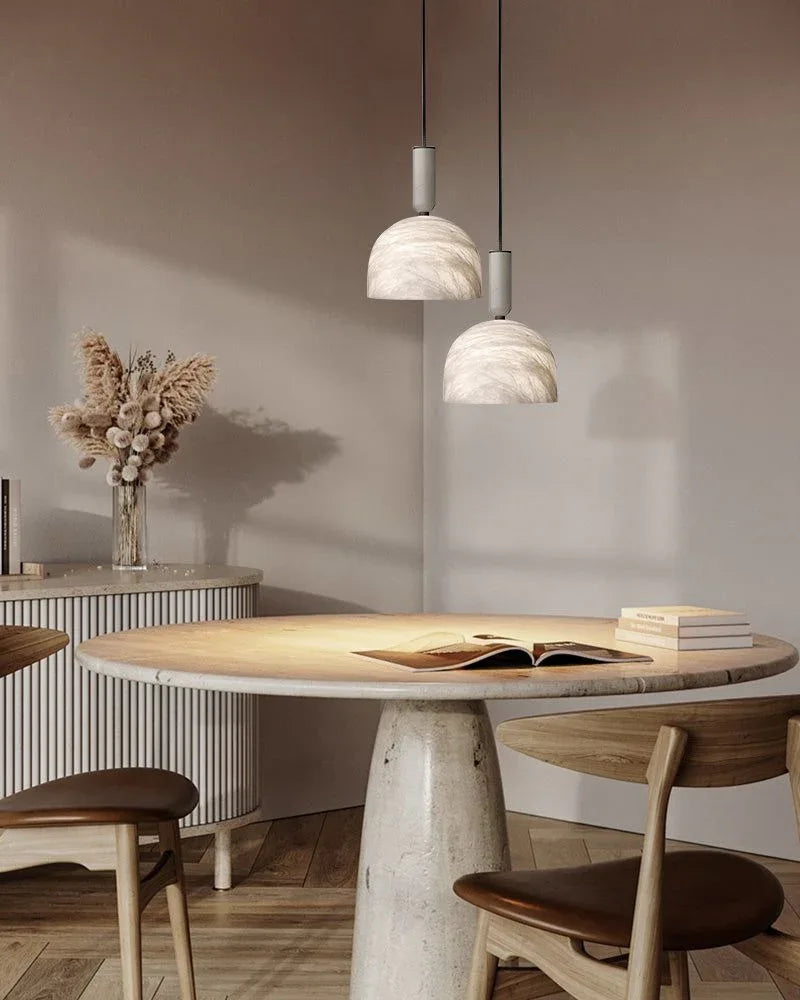 Postmodern LED White Spanish Marble Shadow for kitchen pendant light fixtures Modern Pendant lamp