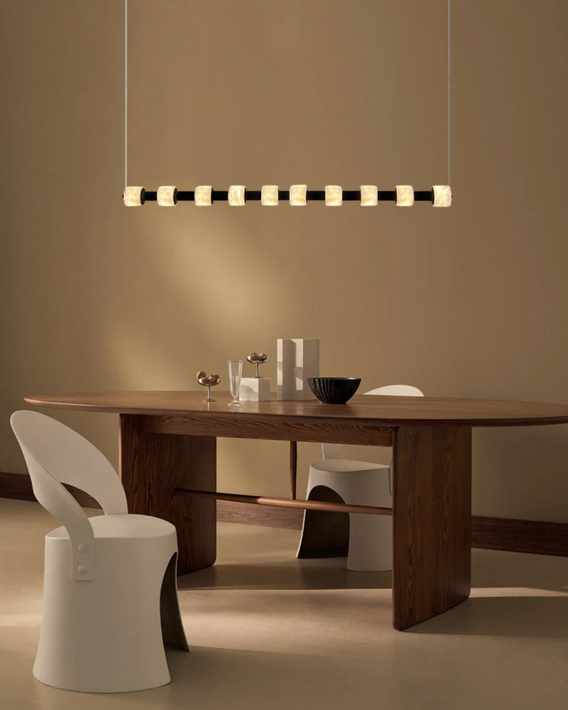 Modern Roller Alabaster Ring LED 120cm Black Strip Linear Pendant Light Wide 41" for dining room
