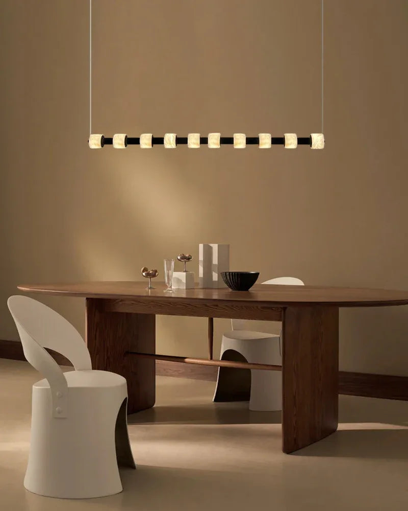 Modern Roller Alabaster Ring LED 120cm Black Strip Linear Pendant Light Wide 41" for dining room Modern Pendant lamp