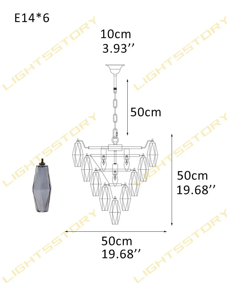 Modern Multi-Layer Murano Colorful Glass Round Chandelier Gold Framework for living room 6 light-D50*H50CM D19.69"*H19.69"(52 glass) Smoky Luxury Modern Chandelier