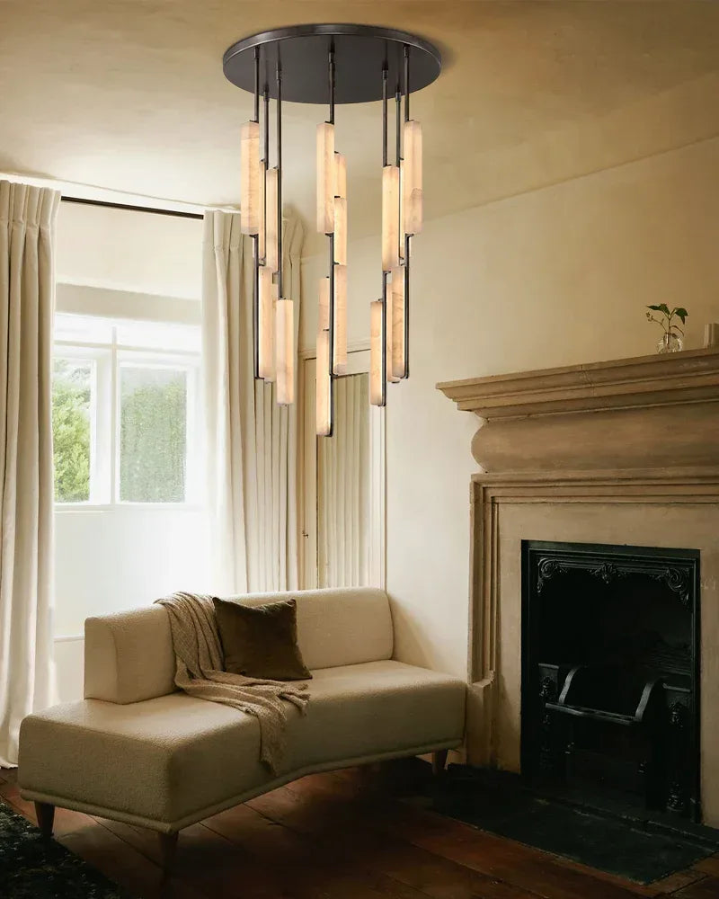 Vintage Clound Audubon Cluster Alabaster Linear Long Plate Chandelier for hallway American Vintage chandelier lamp