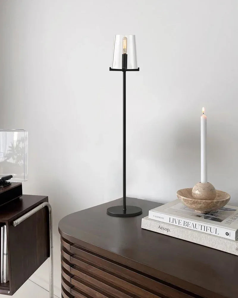 LightsStory Series Geometric Table Lamp | Open Circular Classic brass structure with clear glass shades, Lacquered black brass finish for Living rooms, dining rooms, kitchens, and entryways American chandelier