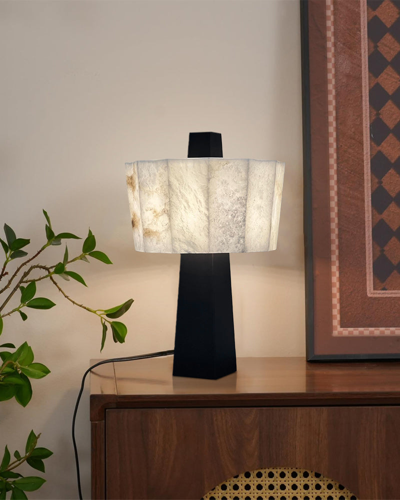 Bedside Tabletop Lamps LED Alabaster Grandeur Small Table Lamp Black Stainless Base Modern Table lamp