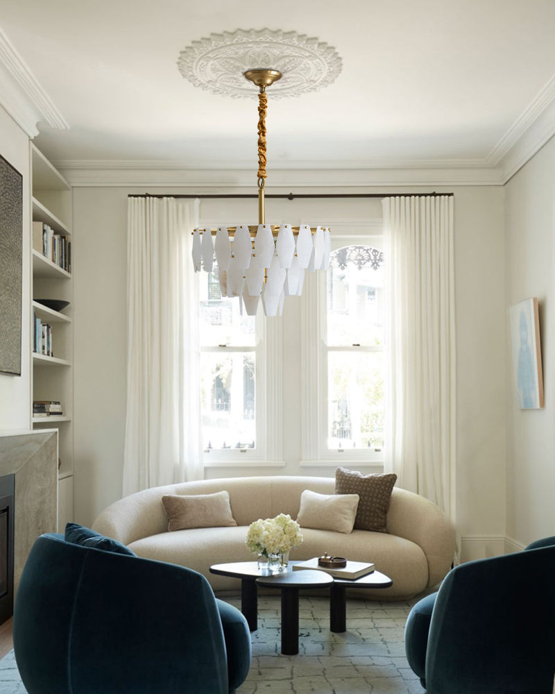 Tiered Circular Alabaster Petal Round Chandelier - 3 Tiers