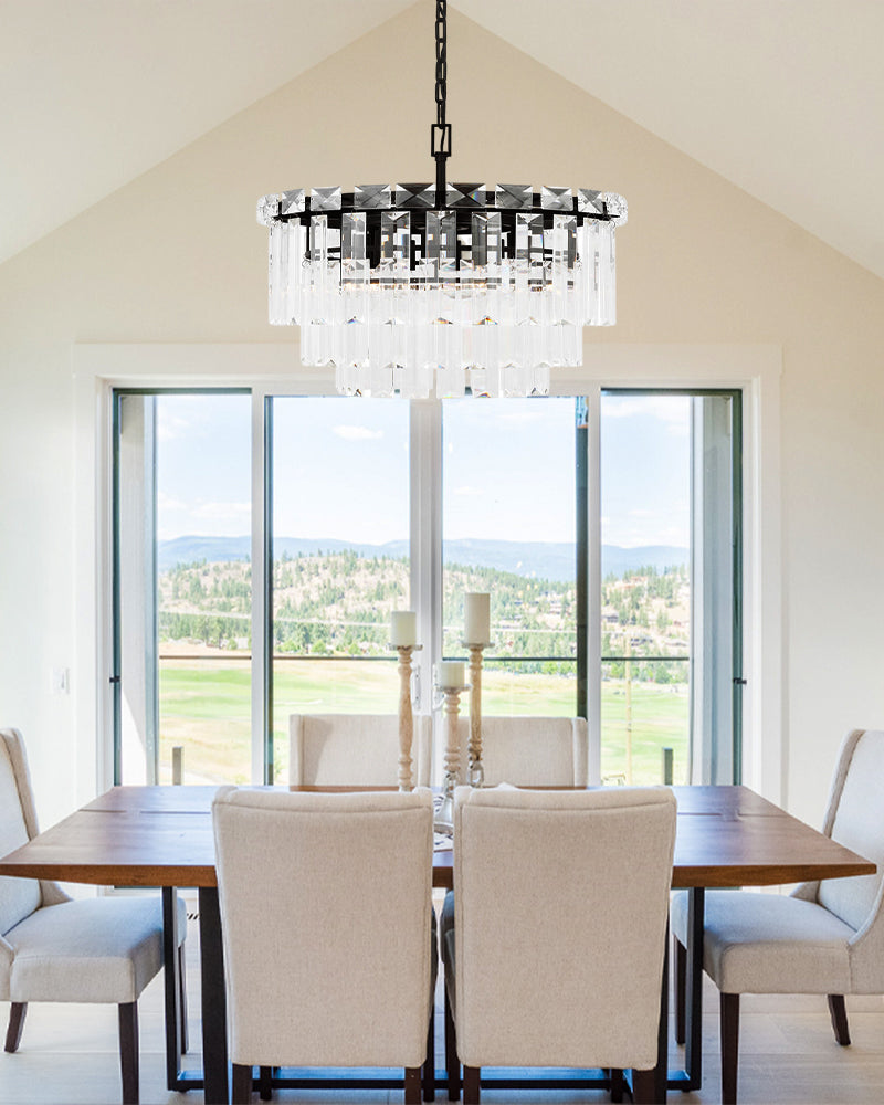 Elegant Arden Tiered Crystal Round Chandelier Dimmable Gold/Bronze/Chrome Stainless Body