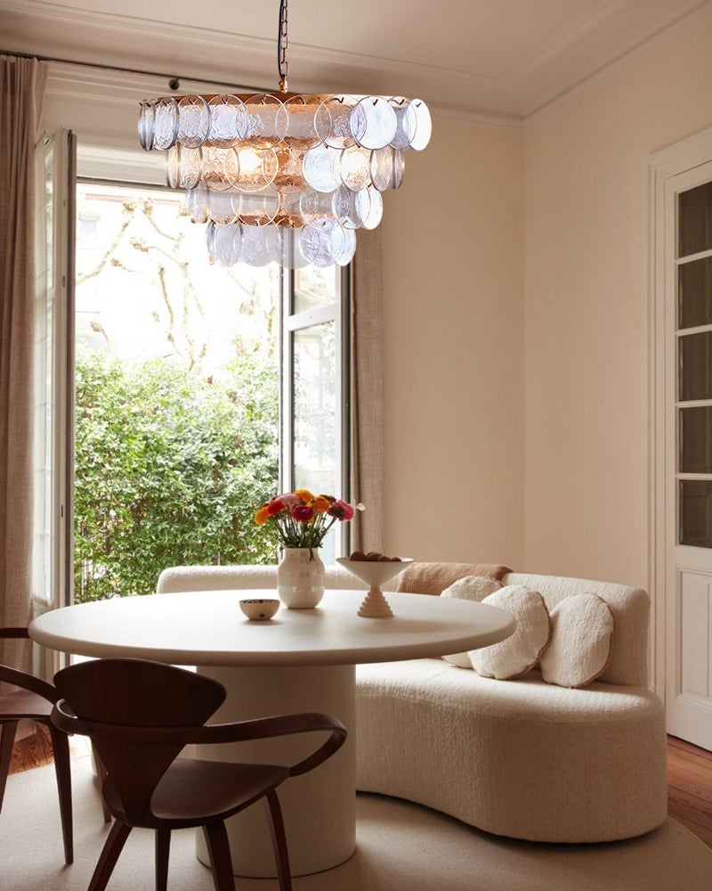 Geometric Hand-blown Pendant Light Borosilicate Glass with Brushed Brass for Kitchen Islands and Dining Rooms American chandelier