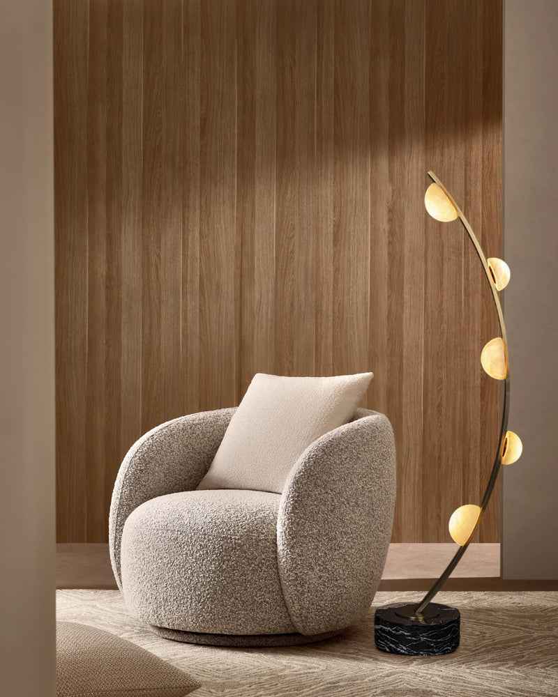 LightsStory Alabaster Curved Floor Lamp - Semi-spherical White Marble (Copy)