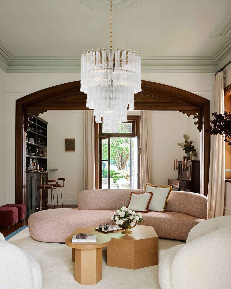 8/12 Light 40" Wide LED Lorelei Round Tiered Glass Chandelier use for Foyer Staircase