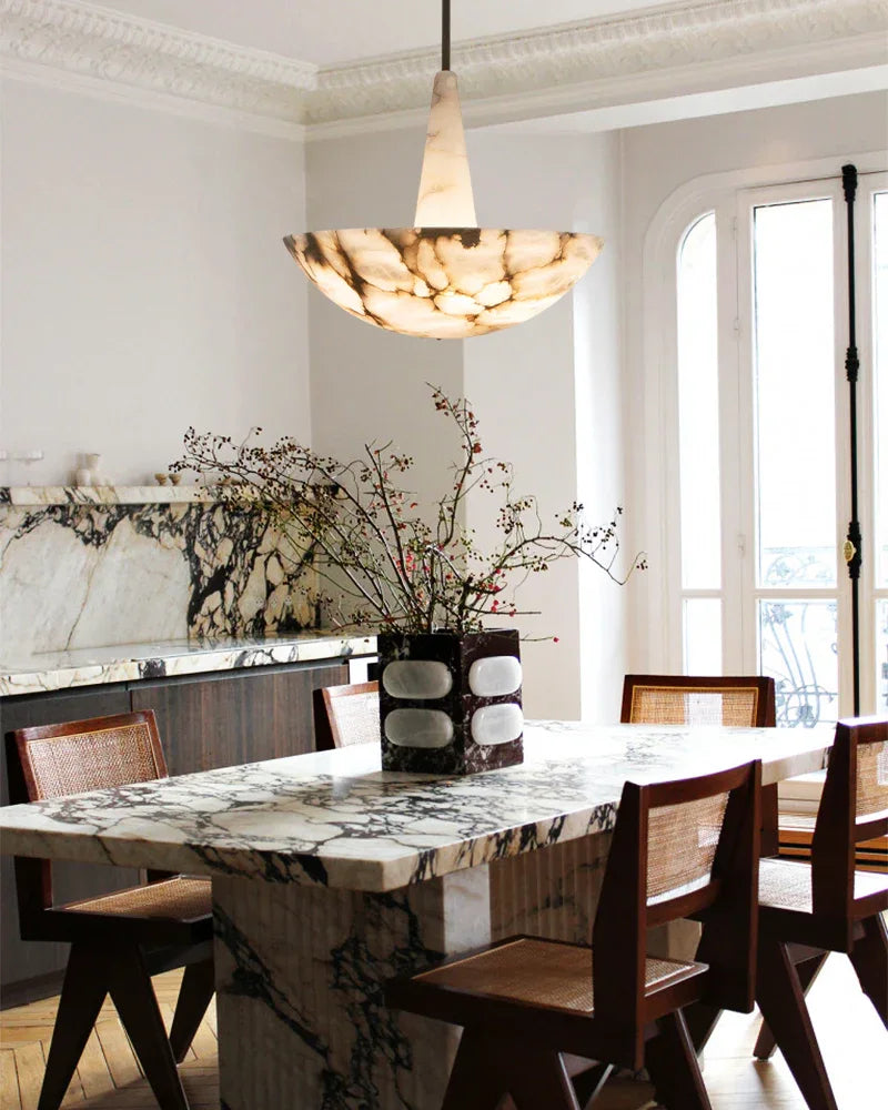 Domus Vintage Alabaster Lamp Round Bowl Ceiling Pendant Lighting Wide 20in 28in Modern Pendant lamp