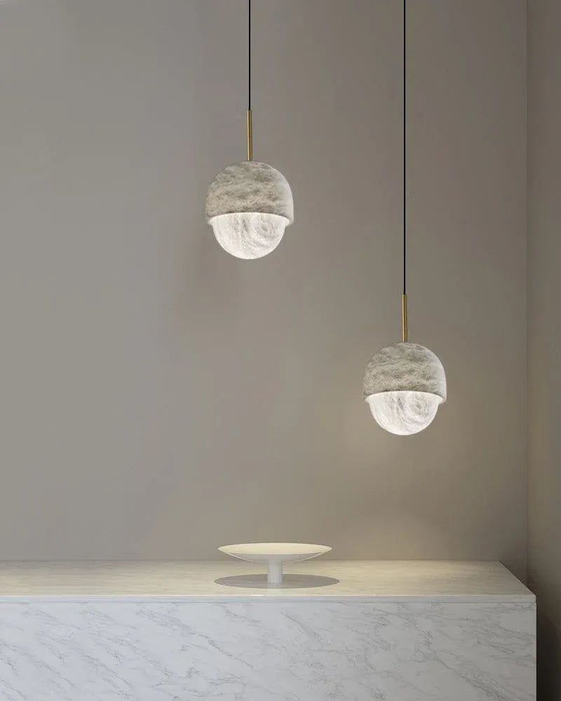 LED Round marble small pendant lamp 6" in white for kitchen, loft, bedroom, corridor Modern Pendant lamp