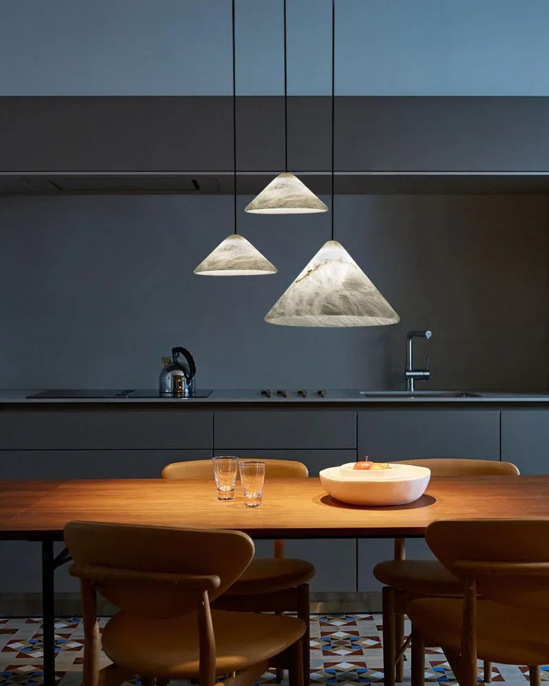 Minimalist Style White Alabaster Conical Pendant Lamp for bedroom kitchen Modern Pendant lamp