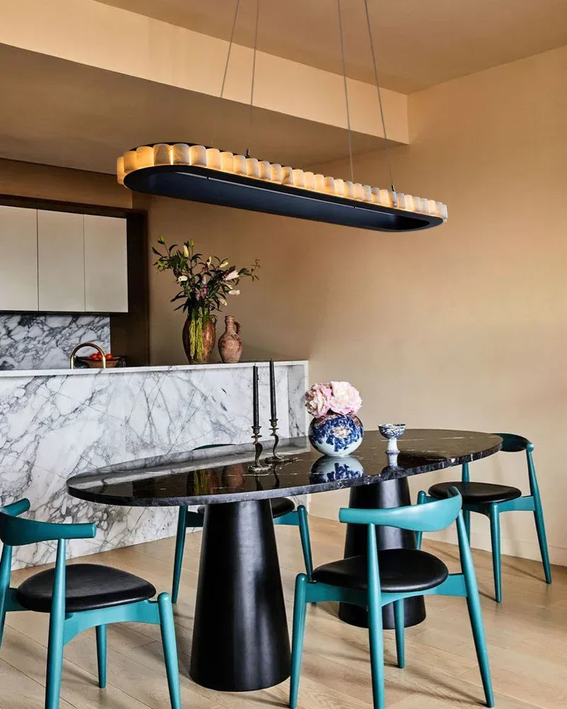 Vintage Oval White Alabaster Huge Chandelier Wide 60" Brushed Bronze/Gold Framework American chandelier