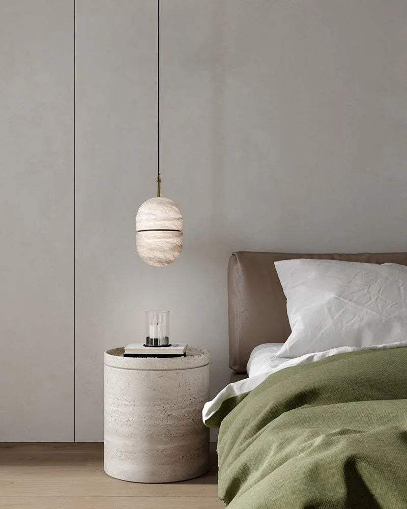 Minimalism G9 Alabaster Pendant Light white marble shade hanging for home decoration Modern Pendant lamp
