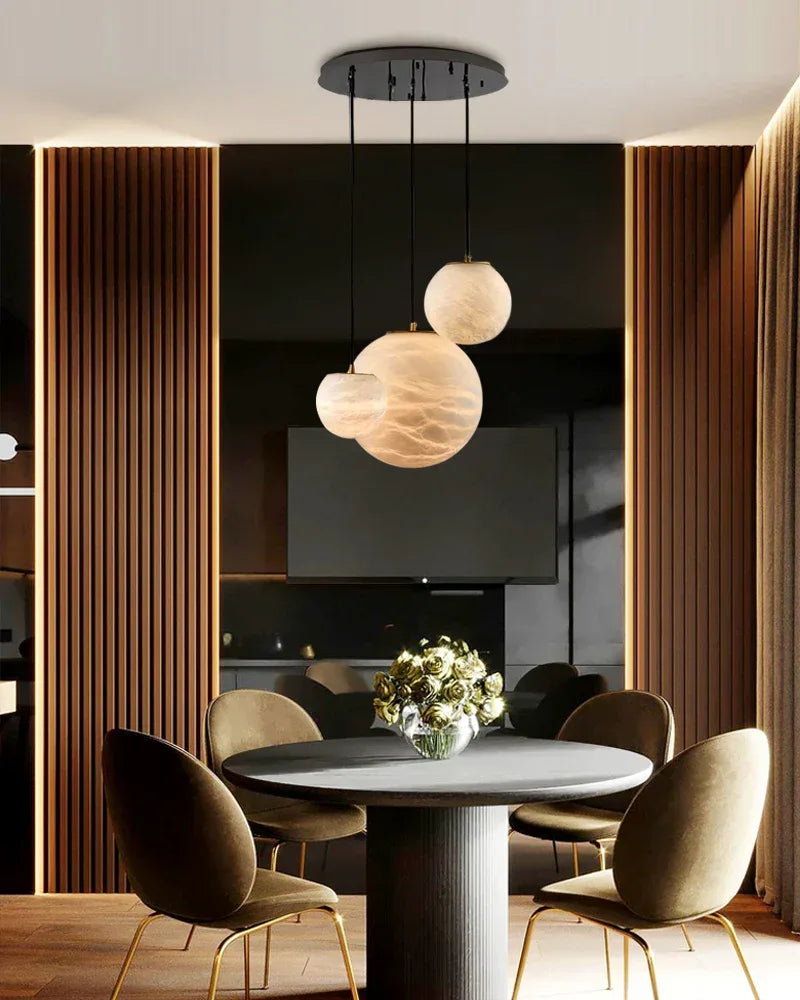 Modern Cluster Lighting LED Moon Alabaster Sphere Dome Ceiling Chandelier Indoor Lighting Modern Pendant lamp