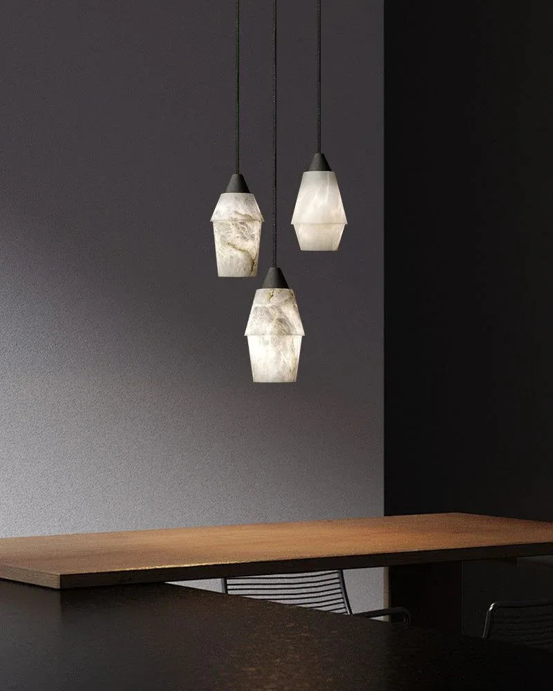Elegant Natural Alabaster Cluster Pendant Lighting Black for Stairwell Modern Pendant lamp
