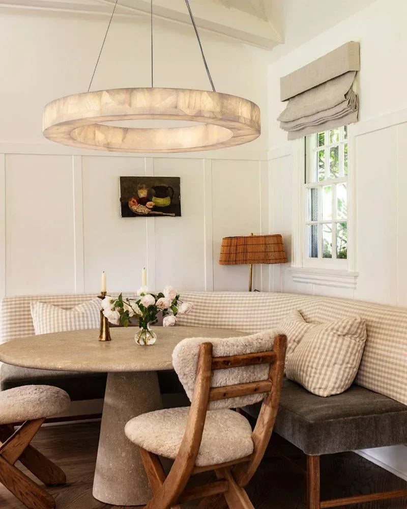 America Rivage Tier Round Calcite Alabaster Stone Chandelier Indoor Lighting American chandelier