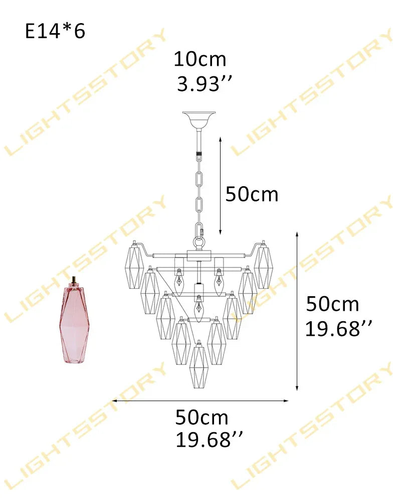 Modern Multi-Layer Murano Colorful Glass Round Chandelier Gold Framework for living room 6 light-D50*H50CM D19.69"*H19.69"(52 glass) Pink Luxury Modern Chandelier