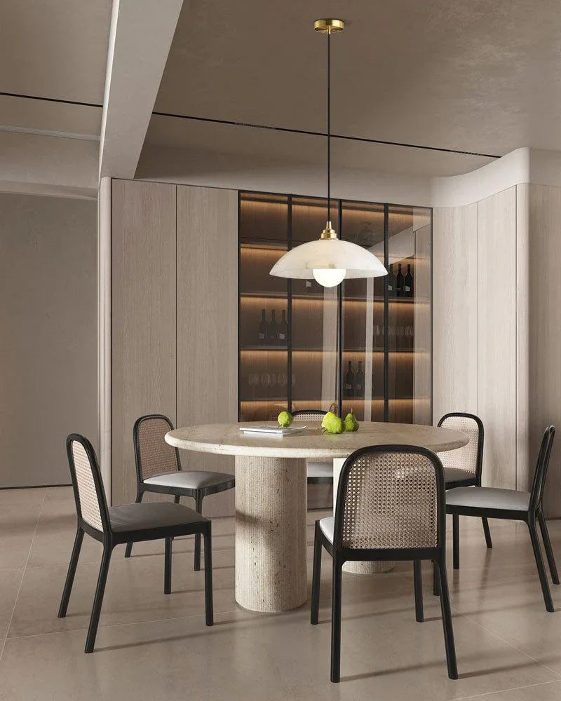 Alabaster Dome Pendant Light, Hanging Light 12'' Dia in Brass for Living Room Modern Pendant lamp