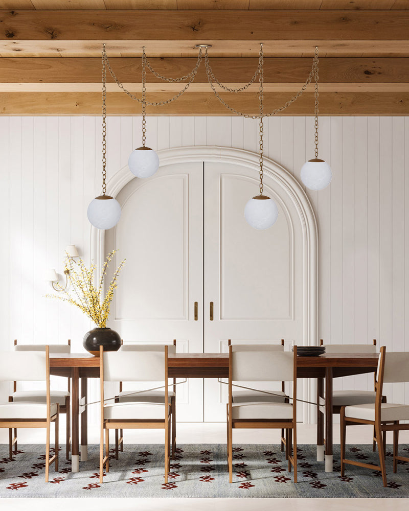 Alabaster Globe Swag Pendants Indoor Lighting with Brass/Black Chain in adjustable