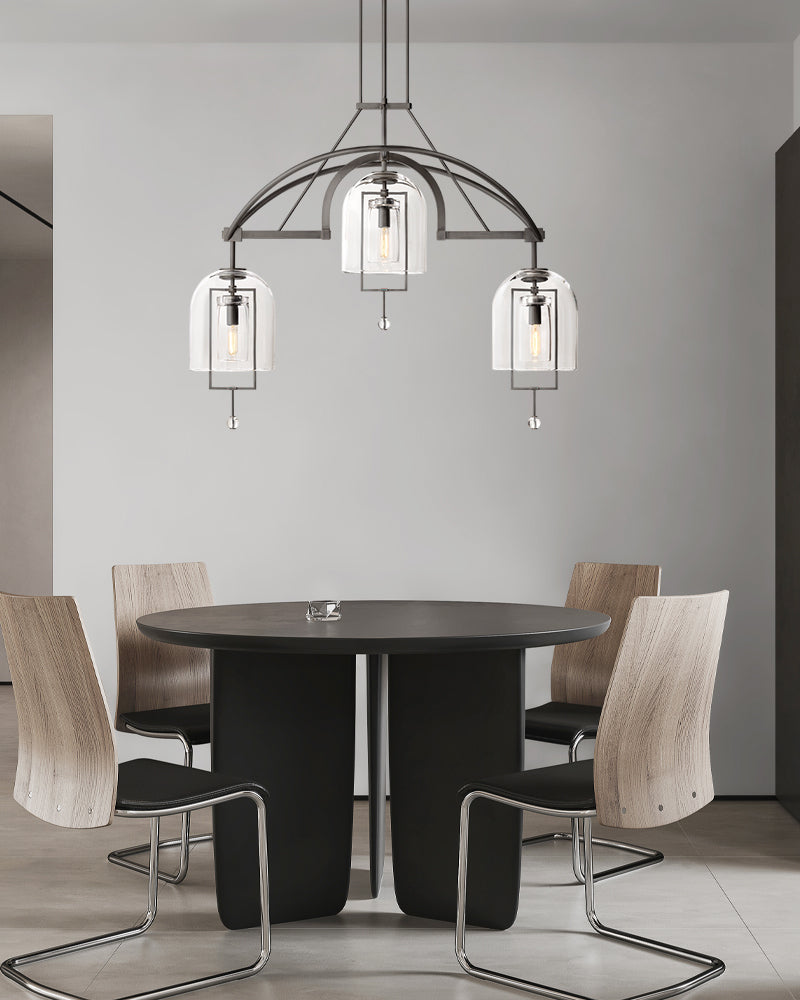 Fulcrum Industry Light Design 透明玻璃和黄铜饰面五金吊灯(单头)