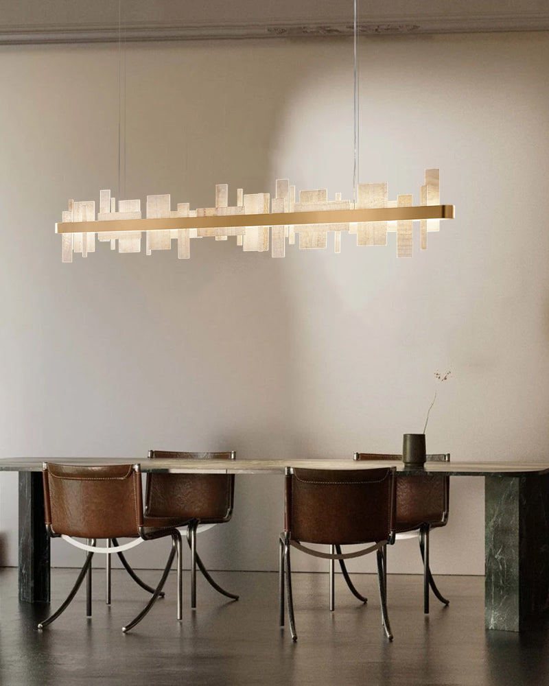 LightsStory Alabaster Rectangle Chandelier - Lux Gold - Statement - LightsStory Chandeliers & Crystal Lighting - USA
