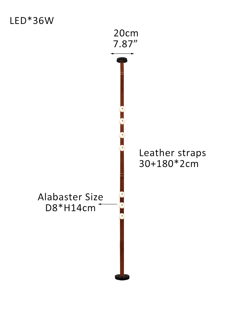 Hubbardton Forge Snaps Small LED Floor-to-Ceiling Light in Brown Leather Finished