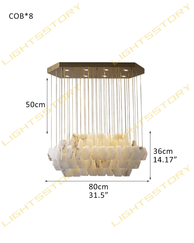 LightsStory Alabaster Streamline Chandelier - Geometrical White Stone