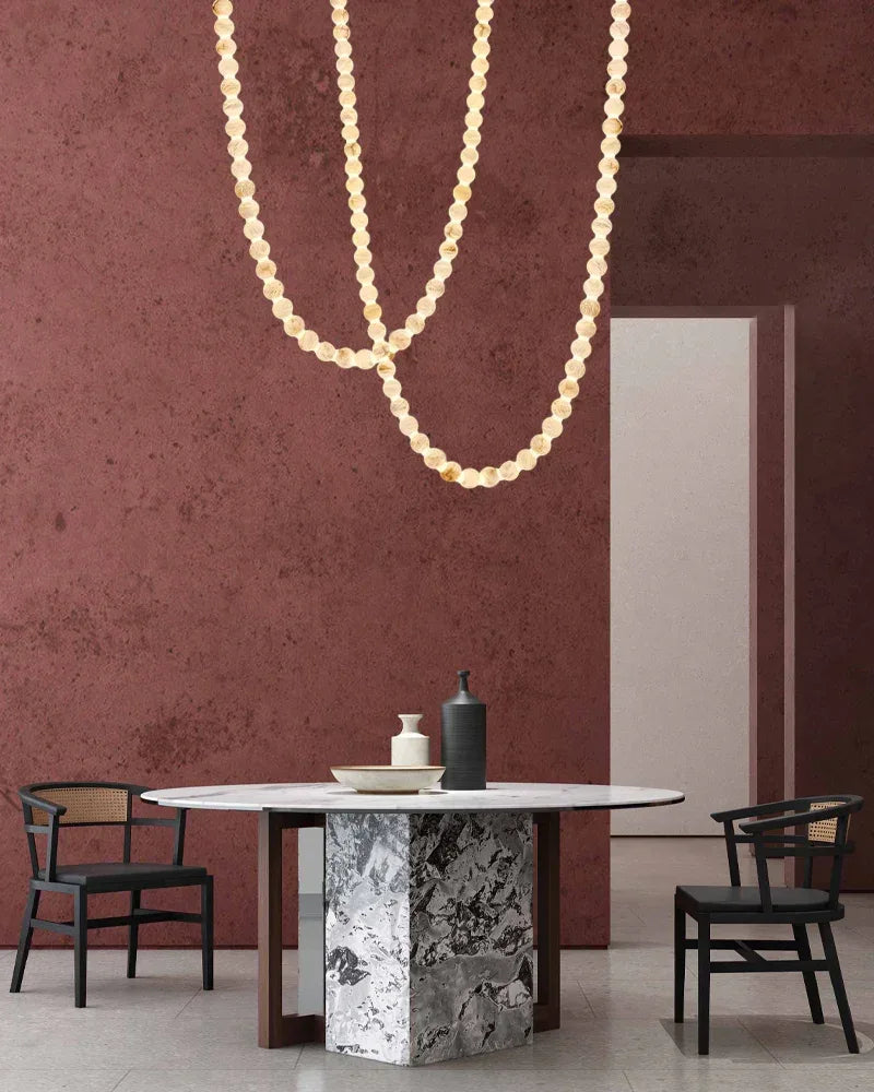 High Lighting Foyer Luxury Custom Ceiling Peal Chandelier with cluster alabaster globes for 3 chains Modern Pendant lamp