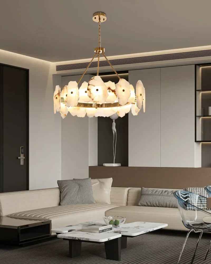 LightsStory Series Geometric Chandelier | Linear Sleek marble and polished metal, Polished metal finish for Dining rooms, lounges, and chic entryways American Vintage chandelier lamp