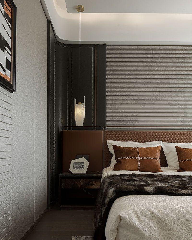 Traditional Vintage Rectangular Marble Piece 1-Light Pendant Light Wide 6" For Living Room Modern Pendant lamp