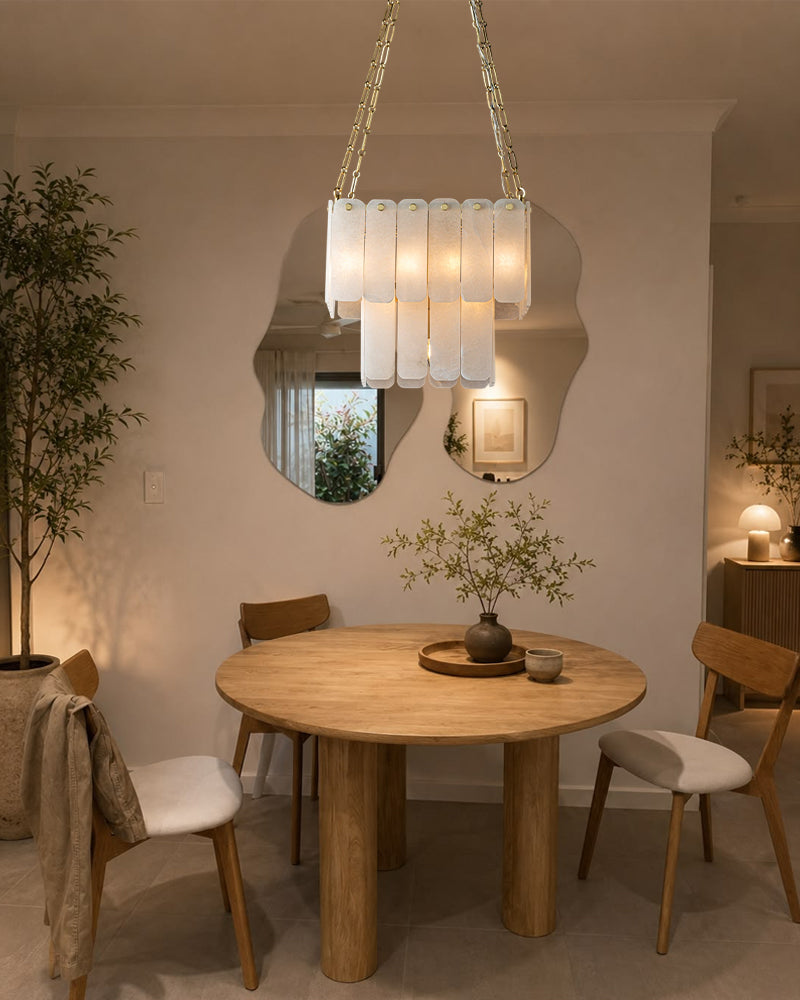 LightsStory Alabaster Square Multi-Tiered Pendant Light, natural stone alabaster with metallic and matte finish - For Kitchen & Dining Rooms