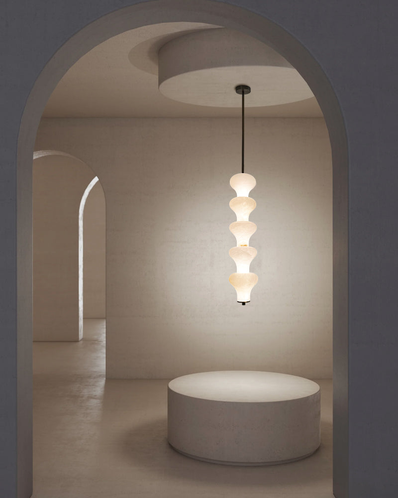 Modern Sculptural Alabaster Pendant Light with 5 Light Cluster Design for Kitchen Island Modern Pendant lamp